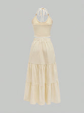 ROMWE Fairycore Seaside Vacation French Retro Star And Moon Embroidered Halter Neck Skirt Set For Women